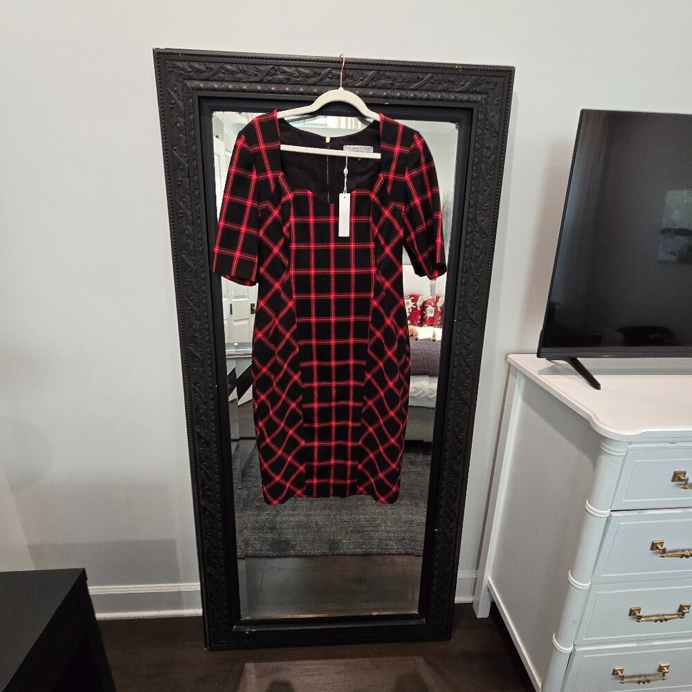 Trina Turk Plaid midi dress Size 8 with tags
